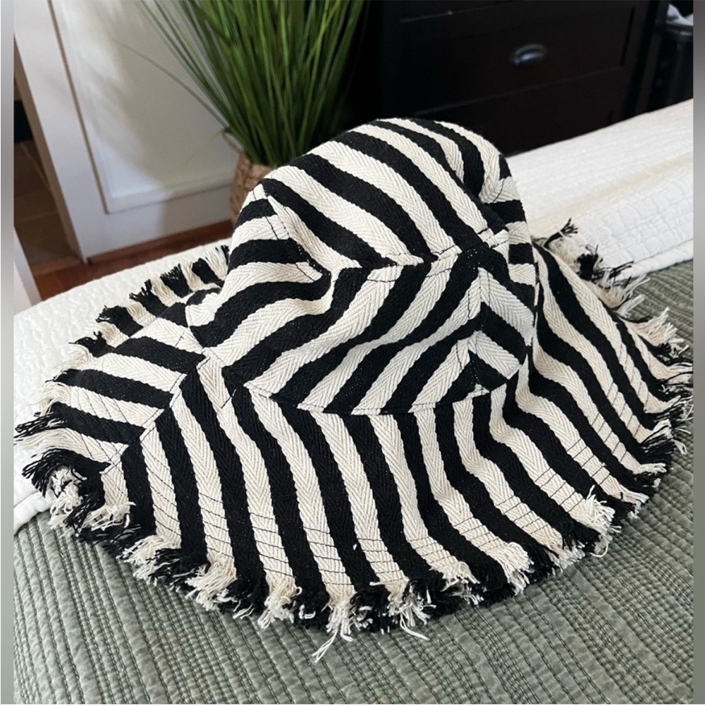 Anthropologie Black and White Striped Hat